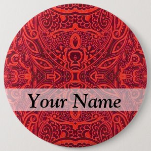 Badge Rond 15,2 Cm Motif damassé rouge
