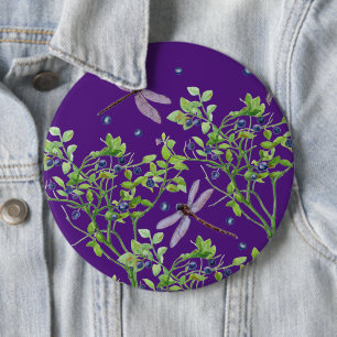 Badge Rond 15,2 Cm Motif de bleuets avec libellules