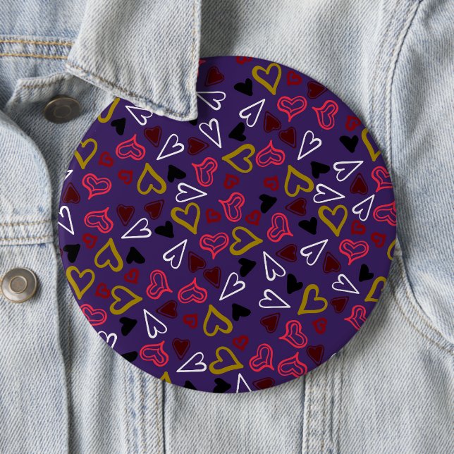 Badge Rond 15,2 Cm Motif de coeur 32 (En situation)