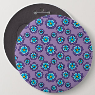 Badge Rond 15,2 Cm Motif de fleurs bleu violet