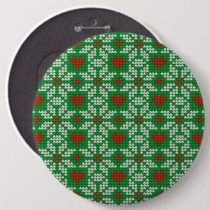 Badge Rond 15,2 Cm Motif de Noël tricoté