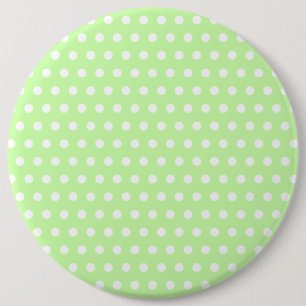 Badge Rond 15,2 Cm Motif de point vert et blanc de polka. Tacheté