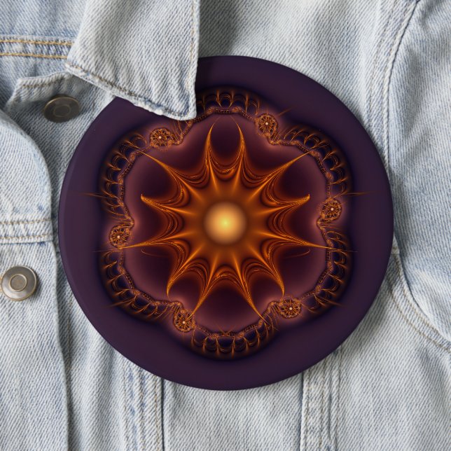 Badge Rond 15,2 Cm Motif fractal magique mystique (En situation)