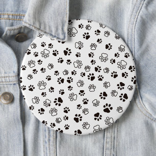 Badge Rond 15,2 Cm Motif répété des pattes de chat