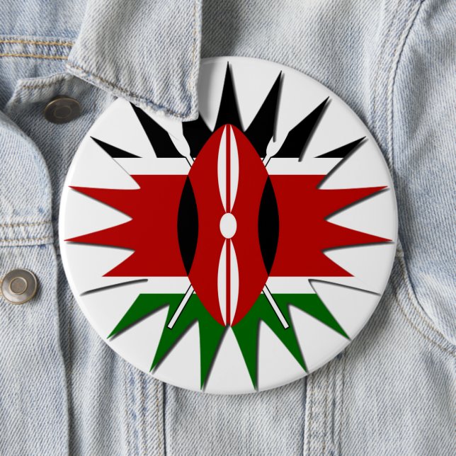 Badge Rond 15,2 Cm Motif vibrant du drapeau kenyan : une œuvre d'art  (En situation)