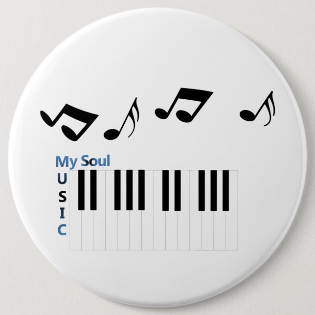 Badge Rond 15,2 Cm Musique Piano Key Music Note (Devant)