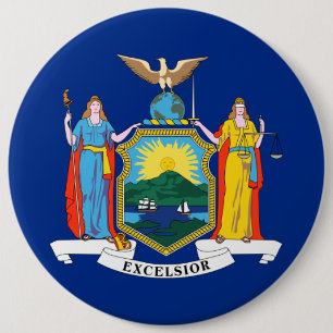 Badge Rond 15,2 Cm New York : The Empire State, Home Big Apple Flag