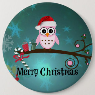 Badge Rond 15,2 Cm Noël à père Noël Owl