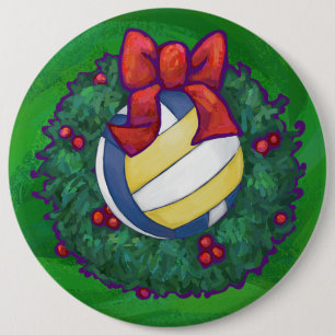 Badge Rond 15,2 Cm Noël de volley-ball