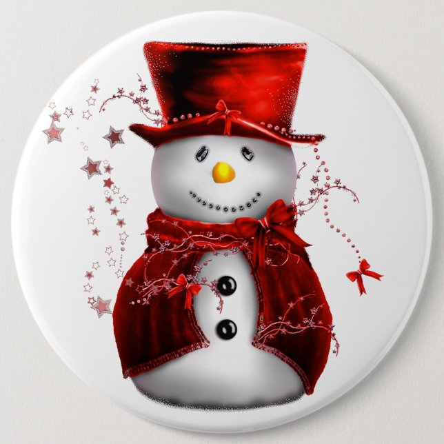 Badge Rond 15,2 Cm Noël du motoneige rouge mignon (Devant)