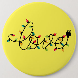 Badge Rond 15,2 Cm Noël Lumières colorées Aimer Texte-45872