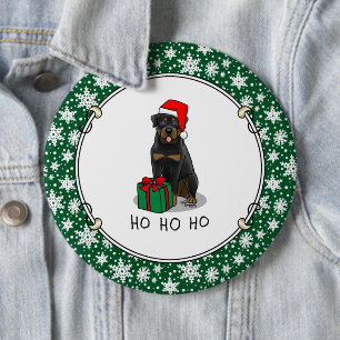 Badge Rond 15,2 Cm Noël Père Noël Casquette Rottweiler Chien mignonne