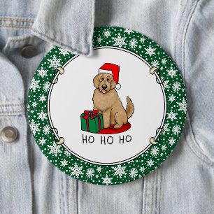 Badge Rond 15,2 Cm Noël Père Noël Goldendoodle (rouge or) Chien migno