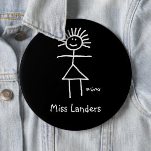 Badge Rond 15,2 Cm Nom de l'enseignant du substitut féminin Balise Mi