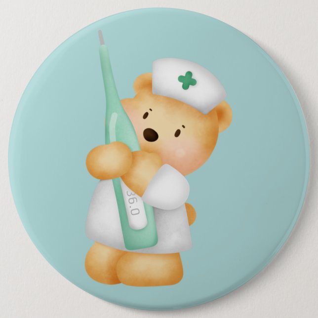 Badge Rond 15,2 Cm Nourriture de l'ours caricature mignonne (Devant)
