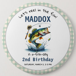 Badge Rond 15,2 Cm O-Fish-Ally Deux pêcheurs 2e anniversaire