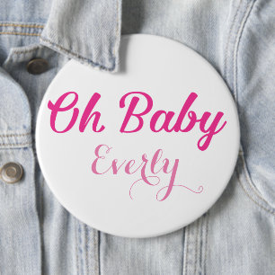 Badge Rond 15,2 Cm Oh Baby Genre Révéler Fille Rose