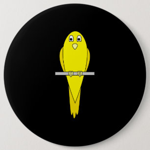 Badge Rond 15,2 Cm Oiseau jaune. Canary. Sur Noir.