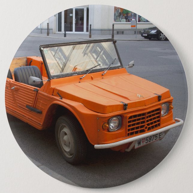 Badge Rond 15,2 Cm Orange Citroën Mehari (Devant)