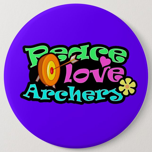 Badge Rond 15,2 Cm Paix, amour, tir à l'arc (Devant)