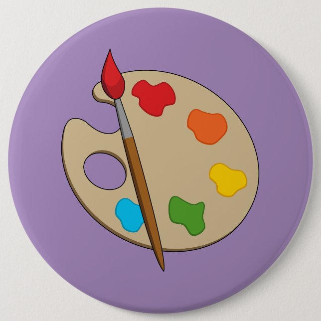Badge Rond 15,2 Cm Palette Artiste avec pinceau (Devant)