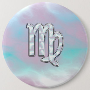Badge Rond 15,2 Cm Panneau Virgo Zodiac sur Pastels Mère de Perle