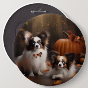 Badge Rond 15,2 Cm Papillon chiot automne délice citrouille
