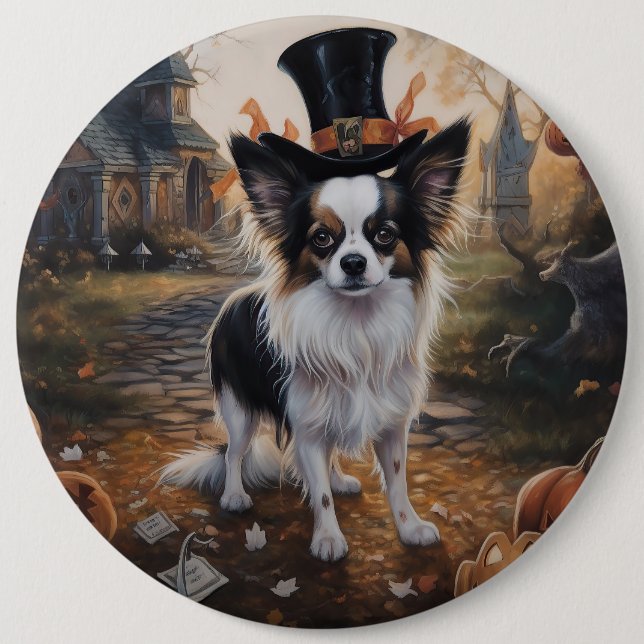 Badge Rond 15,2 Cm Papillon Citrouille Halloween effroi (Devant)