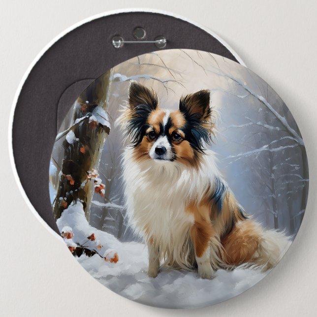 Badge Rond 15,2 Cm Papillon Laisser neiger Noël (Devant & derrière)