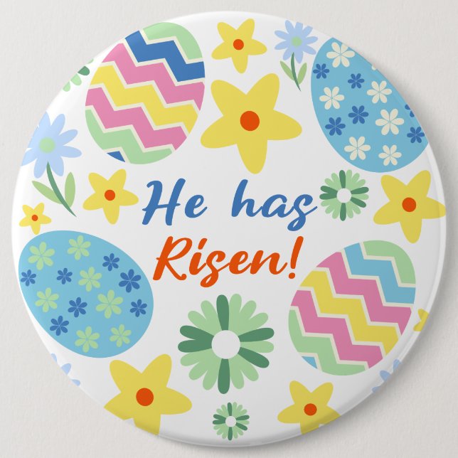 Badge Rond 15,2 Cm Pâques Il S'Est Levé (Devant)