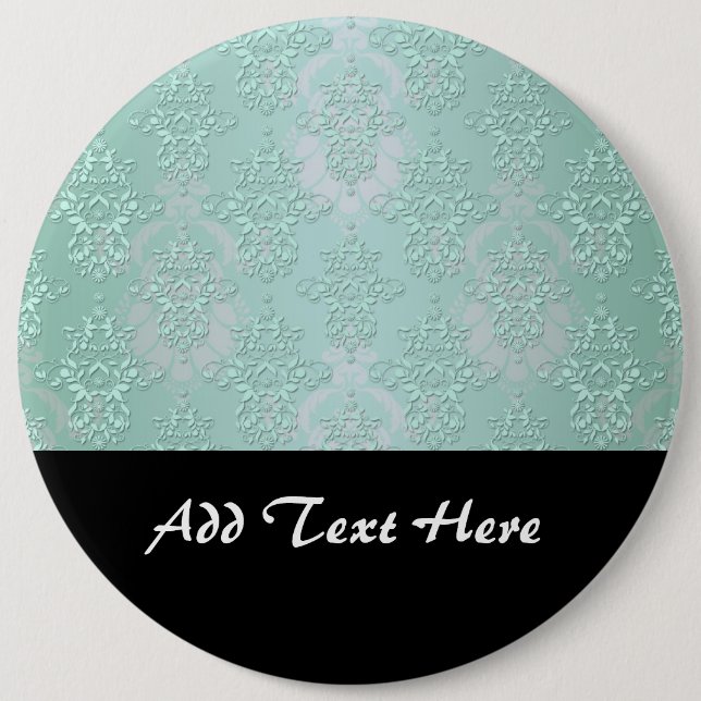 Badge Rond 15,2 Cm Pastel Turquoise Bleu Vert Damas (Devant)
