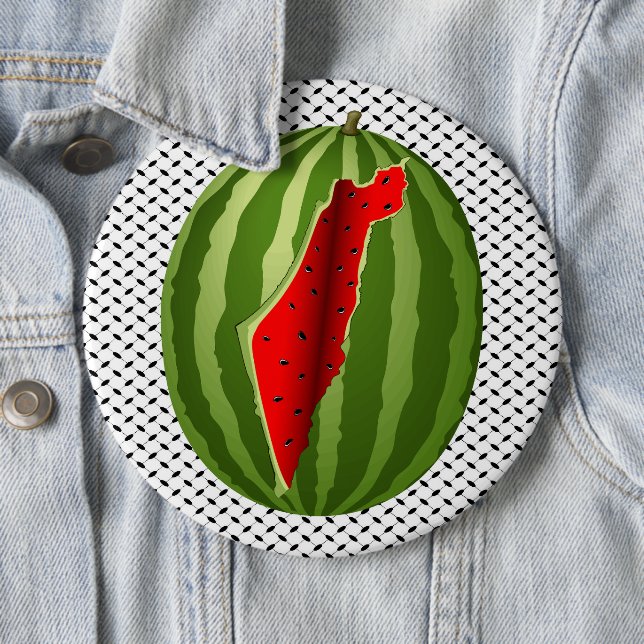 Badge Rond 15,2 Cm Pastèque Palestine - Slice (En situation)