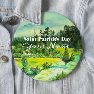 Badge Rond 15,2 Cm peinture de vallée verte Aquarelle