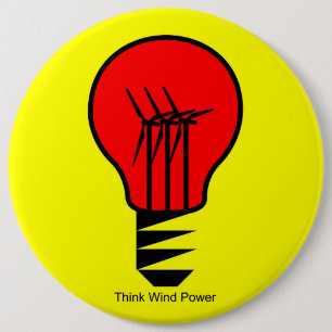 Badge Rond 15,2 Cm Penser l'énergie éolienne