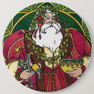 Badge Rond 15,2 Cm Père Noël ancien