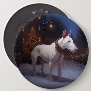 Badge Rond 15,2 Cm Période de fêtes de Noël du Bull Terrier
