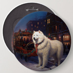 Badge Rond 15,2 Cm Période de fêtes de Noël Samoyède