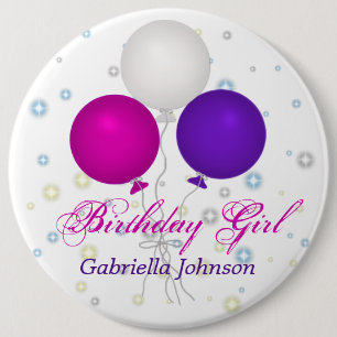 Badge Rond 15,2 Cm Personnalisé : Bouton de fille d'anniversaire