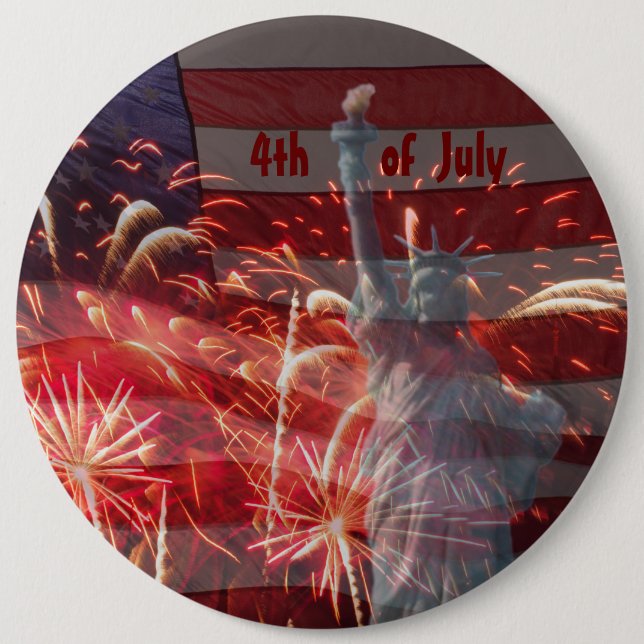 Badge Rond 15,2 Cm Personnaliser 4 juillet fête de l'indépendance (Devant)