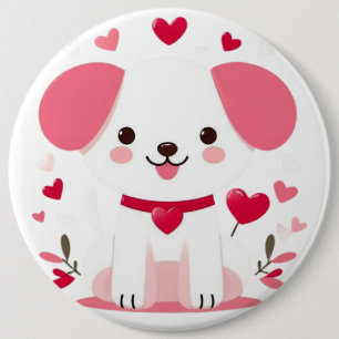 Badge Rond 15,2 Cm Petit chiot de la Saint-Valentin