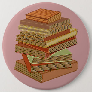 Badge Rond 15,2 Cm Pile de livres - pastel