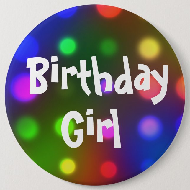 Badge Rond 15,2 Cm Pin de bouton de fille d'anniversaire (Devant)