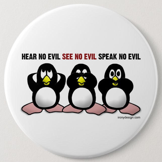 Badge Rond 15,2 Cm Pingouins malins (Devant)