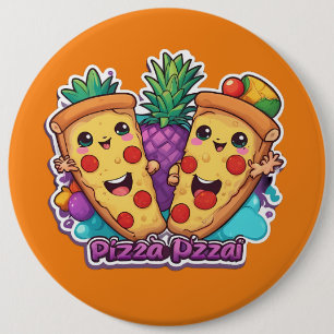 Badge Rond 15,2 Cm Pizza à l'ananas amusant