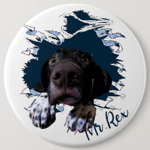 Badge Rond 15,2 Cm Pointeur Raccourci allemand, visage drôle