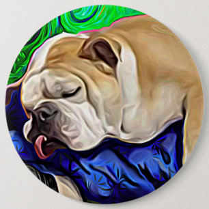 Badge Rond 15,2 Cm Portrait d'animal de compagnie de bulldog artistiq