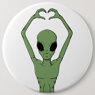 Badge Rond 15,2 Cm Pose de cœur extraterrestre