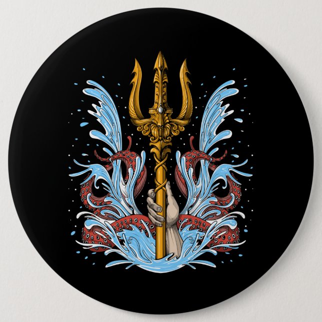 Badge Rond 15,2 Cm Poseidon Trident (Devant)