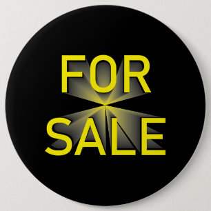 Badge Rond 15,2 Cm pour sale sign yellblack