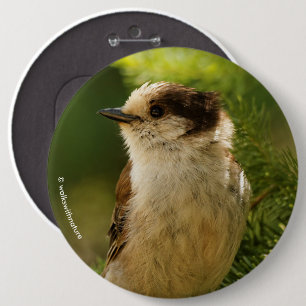 Badge Rond 15,2 Cm Profil d'une Jay gris mou / Whiskeyjack